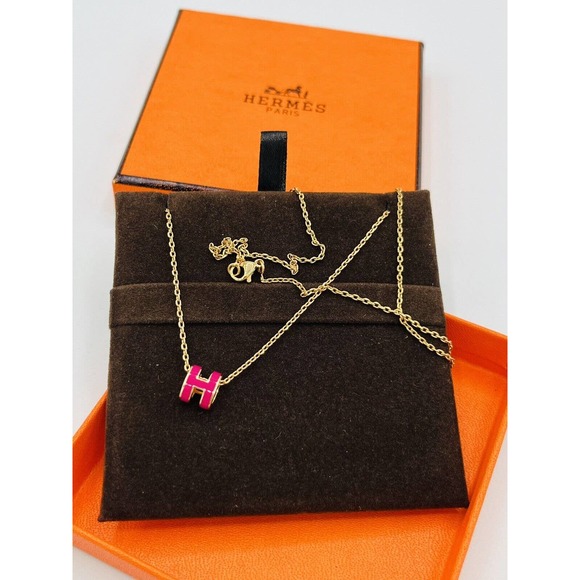 Hermes Mini pop h necklace Anémone / Rose Gold - Picture 4 of 4